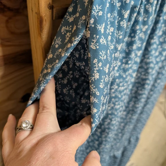 Blue Floral Smocked Dress - Picture 3 of 5